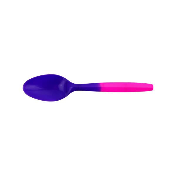 PP Plastic Medium Weight Color Changing Tea Spoons, Pink to Purple